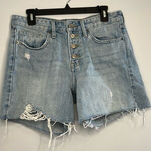 Lucky Brand High Rise Destruction Button Fly Boyfriend Denim 5" Shorts Size‎ 8